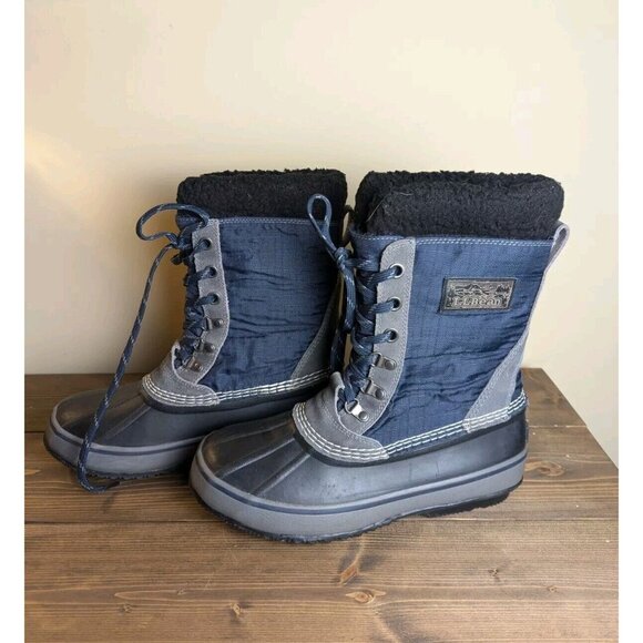 LL Bean Snow Duck Boots Men's 8 Insulated Waterproof Gray Blue Black 507841 - Picture 5 of 10